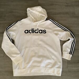 Adidas Men's White Hoodie with Black Stripes